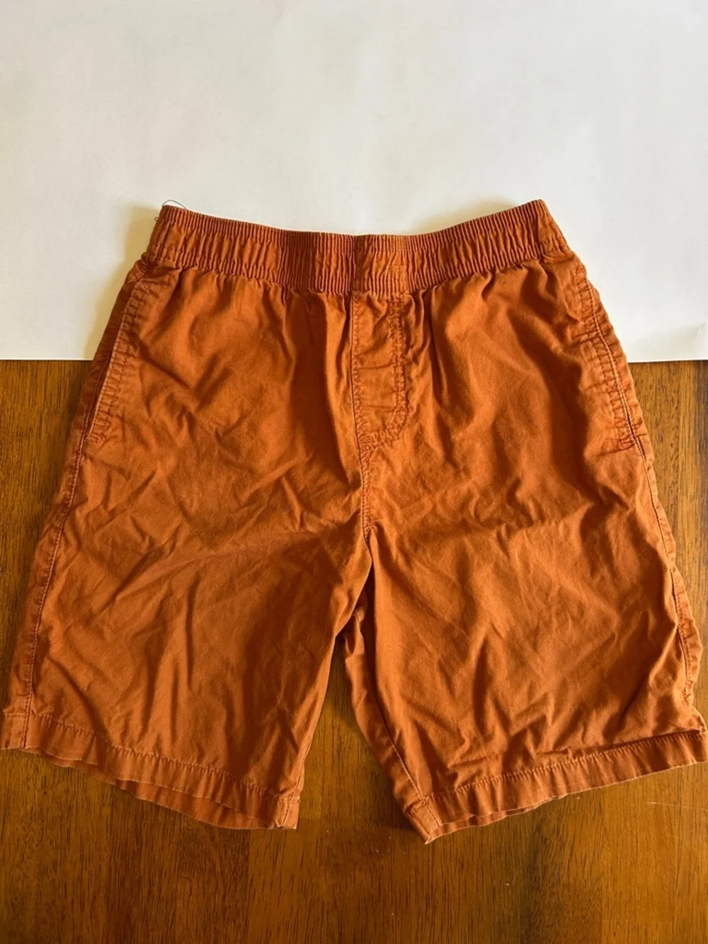 Elastic-Waist Rust Orange Casual Shorts | Boys Size 8